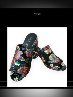 CHRISTIAN SIRIANO for Payless Brocade Chunky Satin Multicolor Sandals Size 5.5